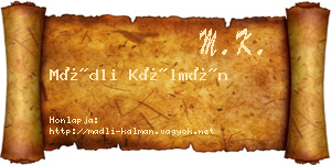 Mádli Kálmán névjegykártya